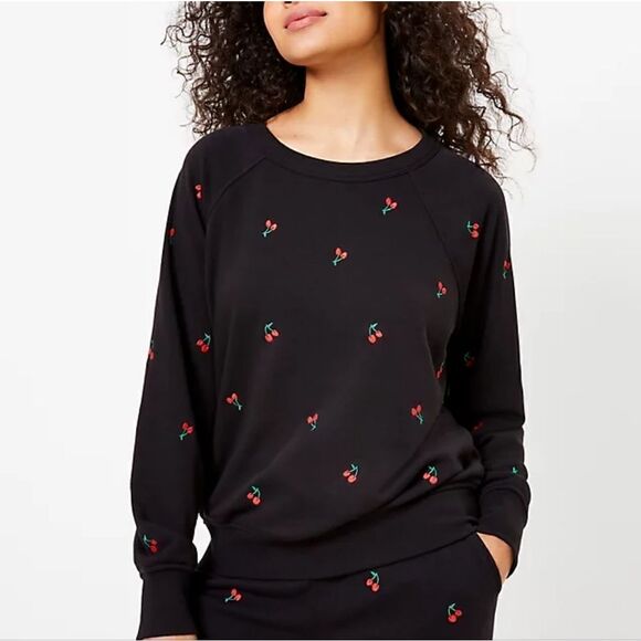 Lou & Grey Cherry Terry Sweatshirt Medium - Picture 3 of 8